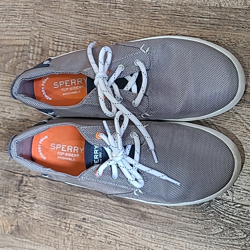 Sperry Boy's Gray Boat Shoes with White Laces